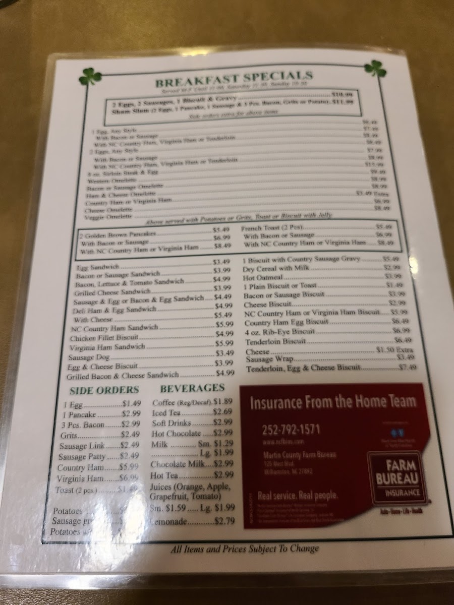 Shamrock Restaurant Menu - Image 5